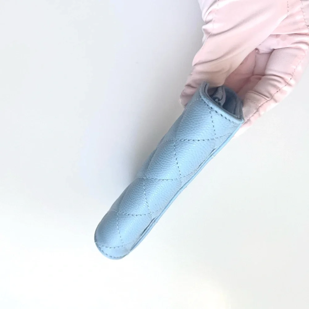 🔥 CHANEL Caviar Quilted Flap Cardholder in Sky blue